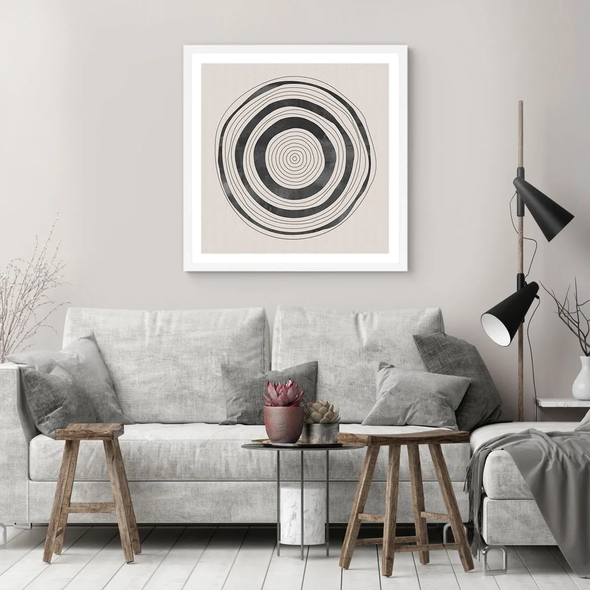 Poster in een witte lijst - Wat belangrijk is, is wat er tussenin zit - 40x40 cm