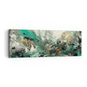 Schilderen op canvas - Emerald en zwarte branding - 90x30 cm
