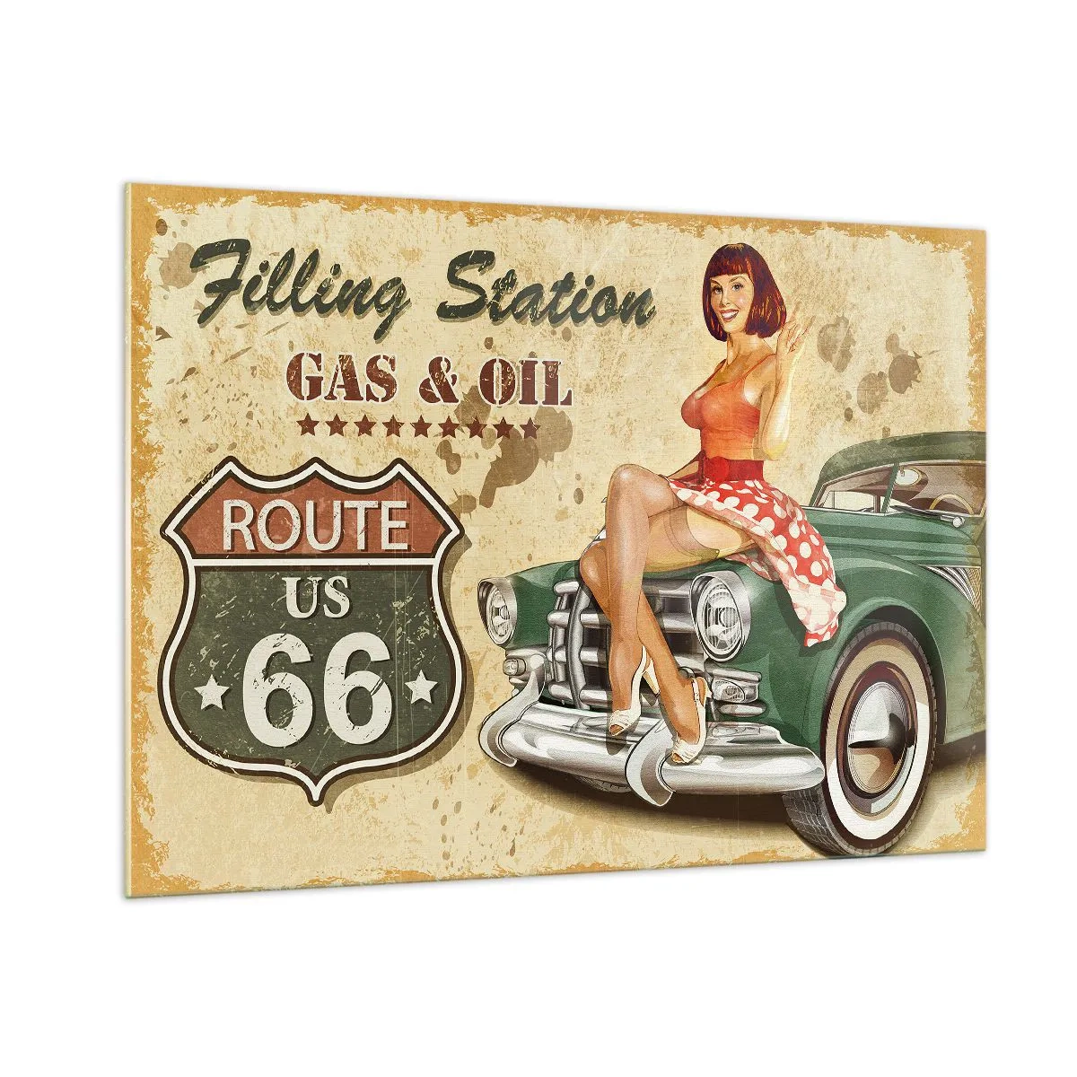 Schilderen op glas - De grote jaren 40. - 100x70 cm