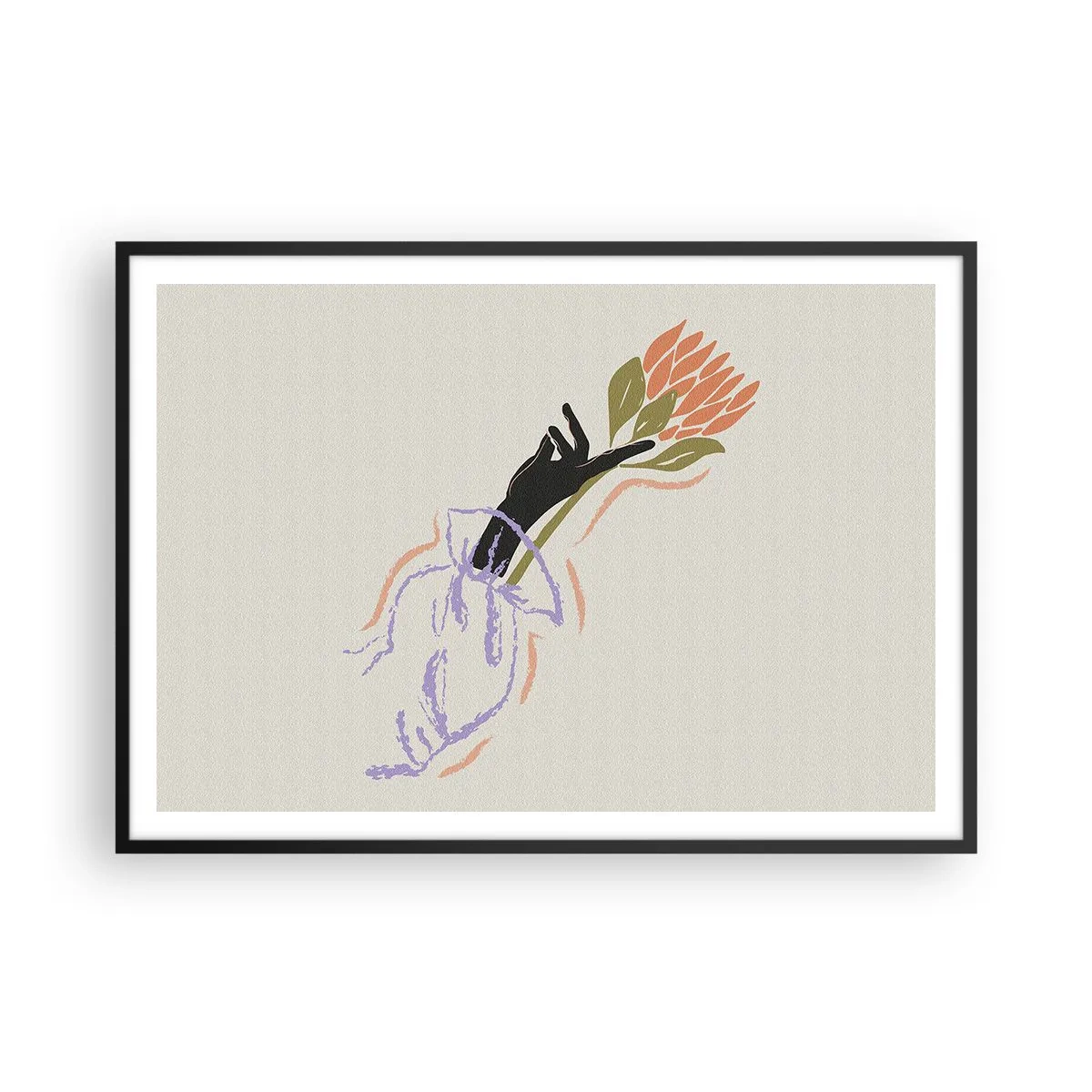 Poster in een zwarte lijst - Zusterlijke aanraking - 100x70 cm