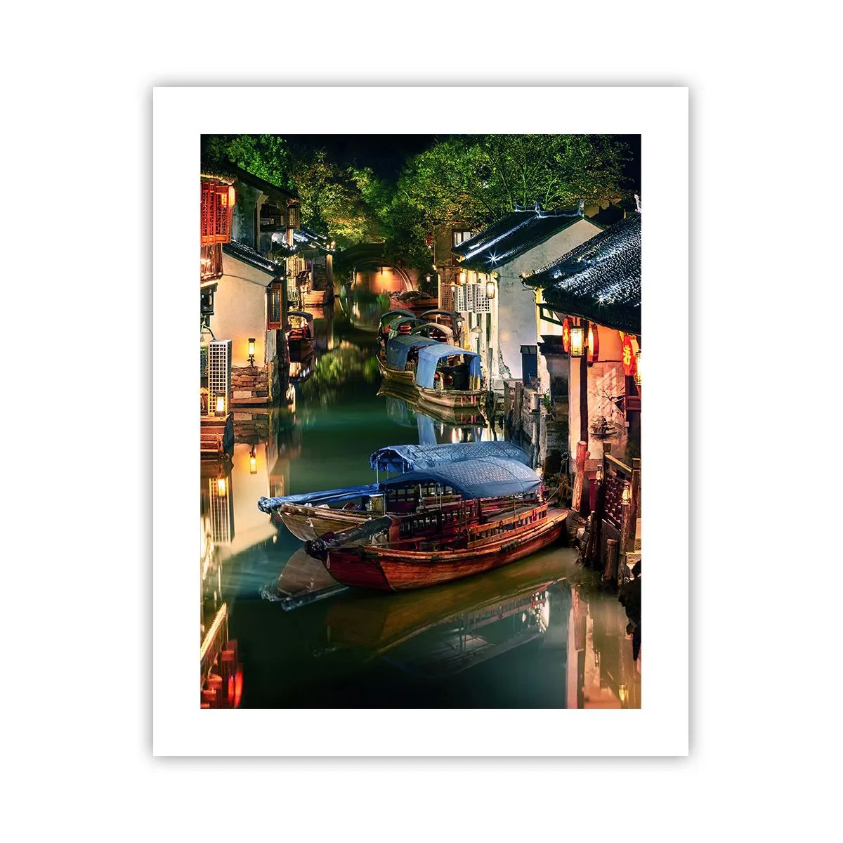 Poster - Een avond op een Chinese straat - 40x50 cm