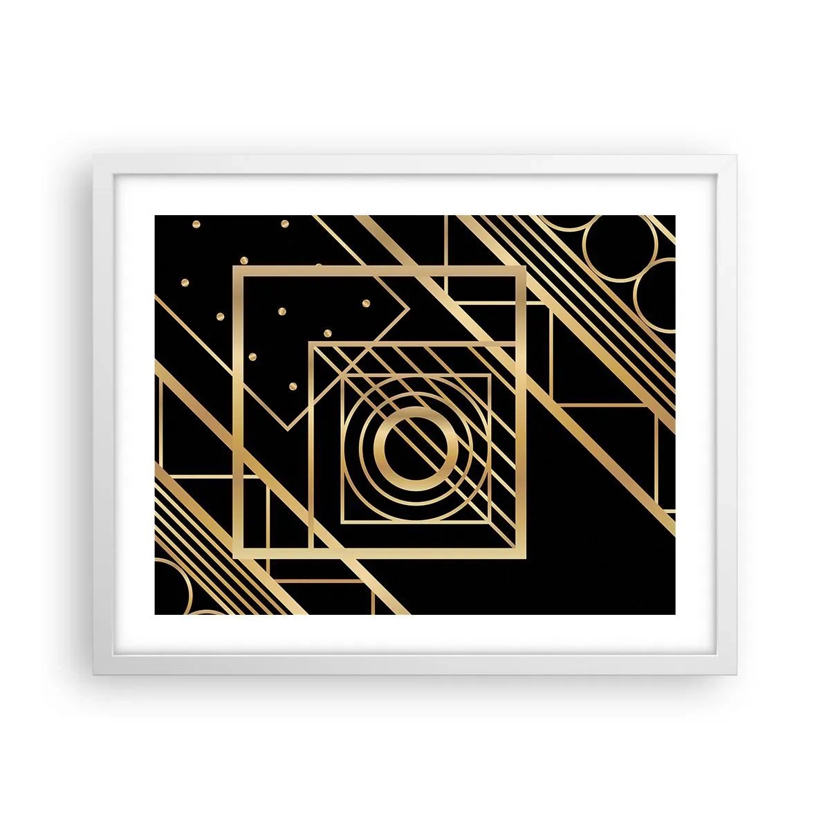 Poster in een witte lijst - Gouden geometrie - 50x40 cm
