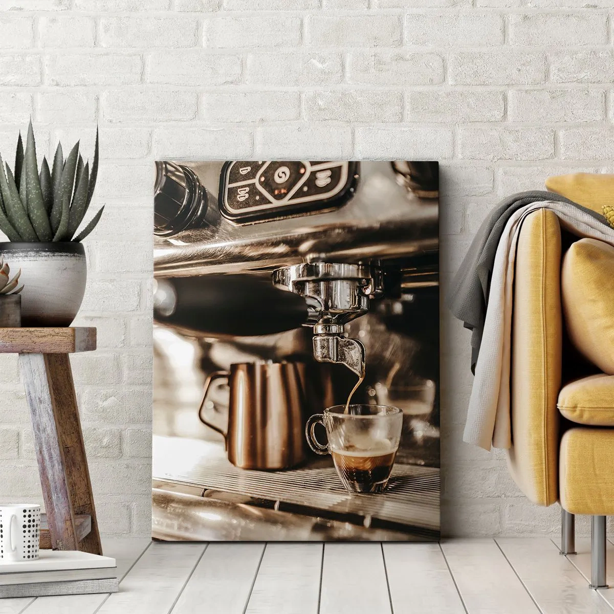 Schilderen op canvas - Koffie gloed - 65x120 cm