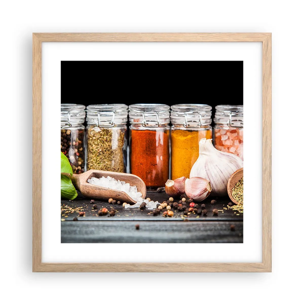 Een poster in een licht eiken lijst - Zodat het leven smaak heeft - 40x40 cm
