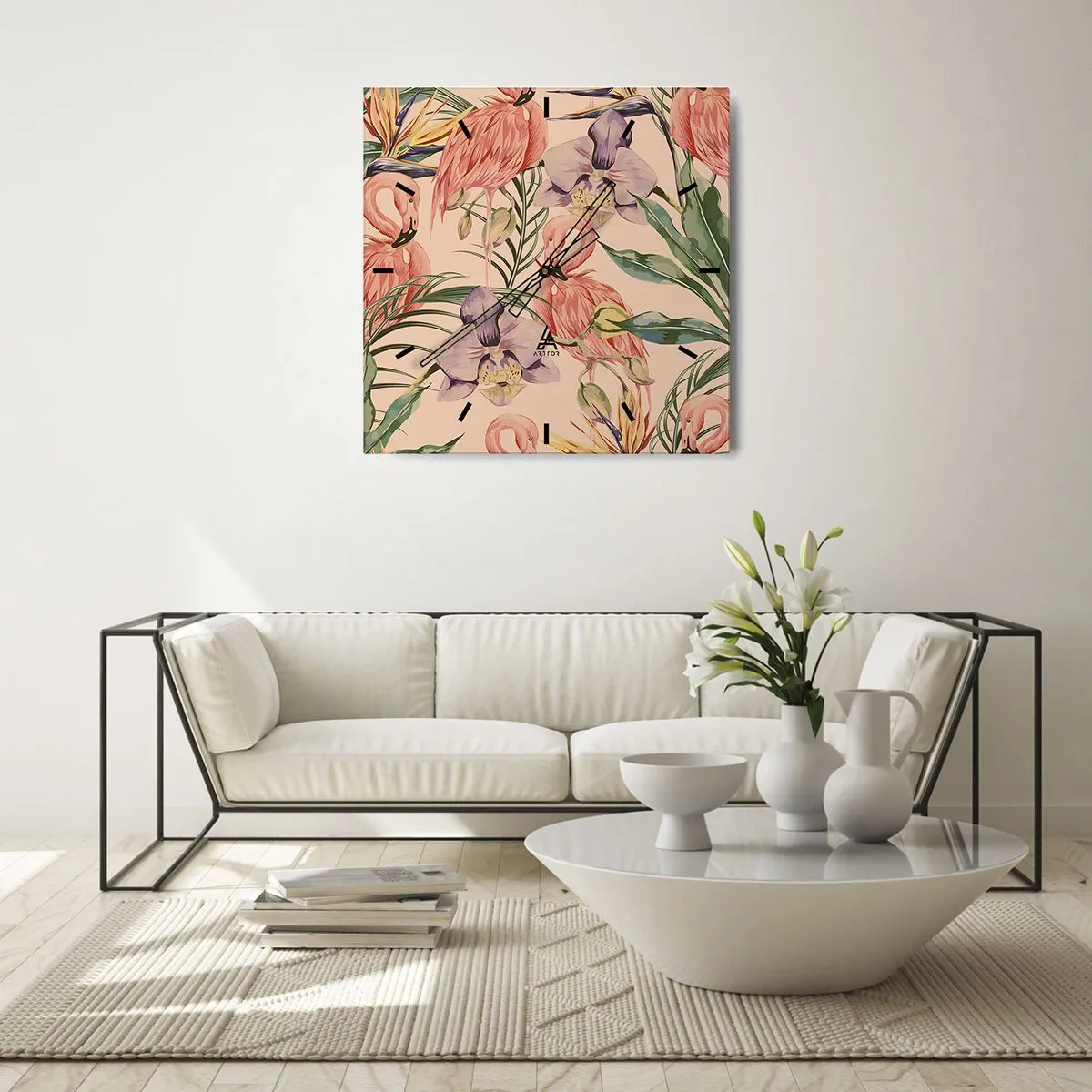 Wandklok - Klok - Roze ballet in bloemen - 30x30 cm