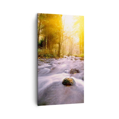Schilderen op canvas - Malachiet in een zilveren en gouden lijst - 45x80 cm