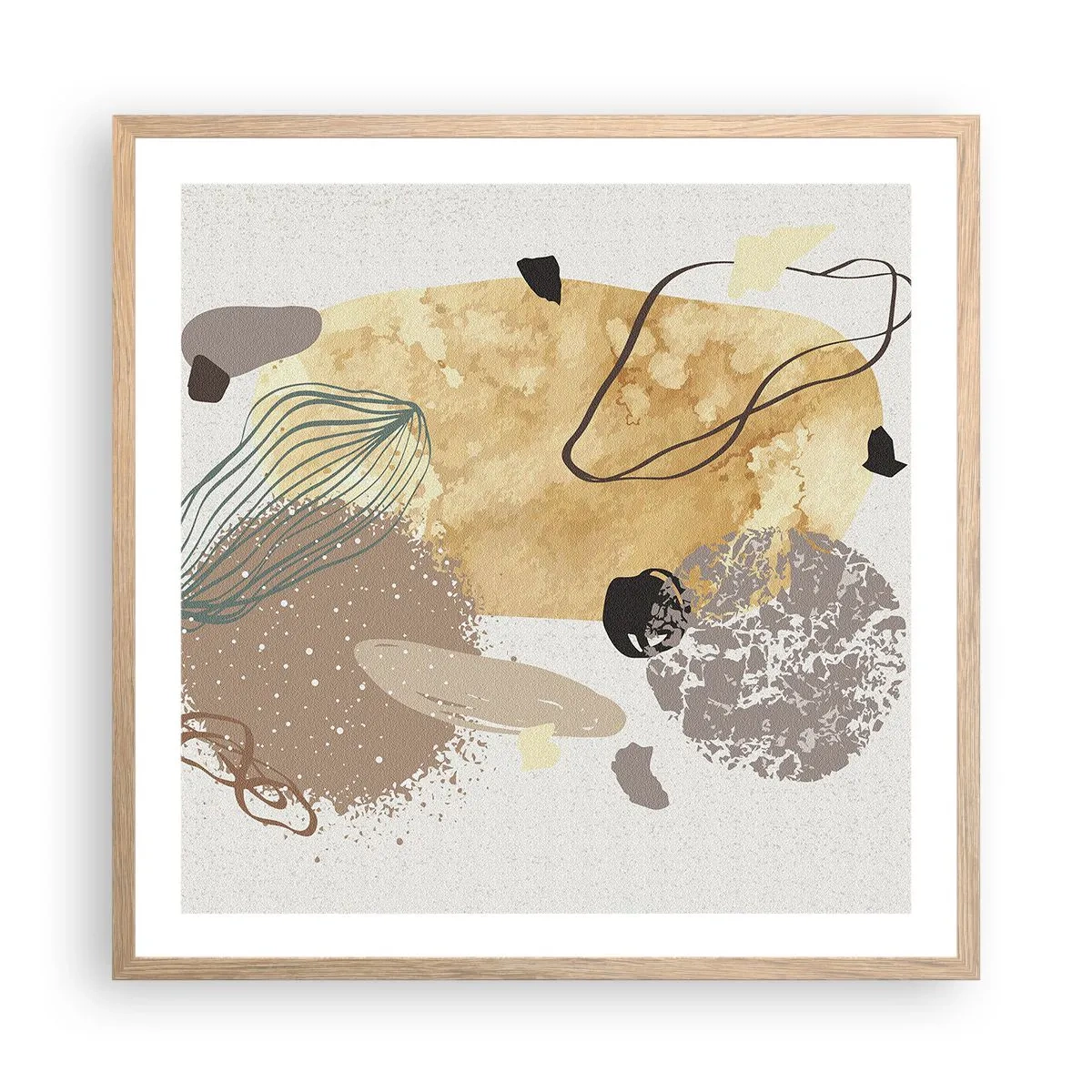 Een poster in een licht eiken lijst - Toegepaste plumcologie - 60x60 cm