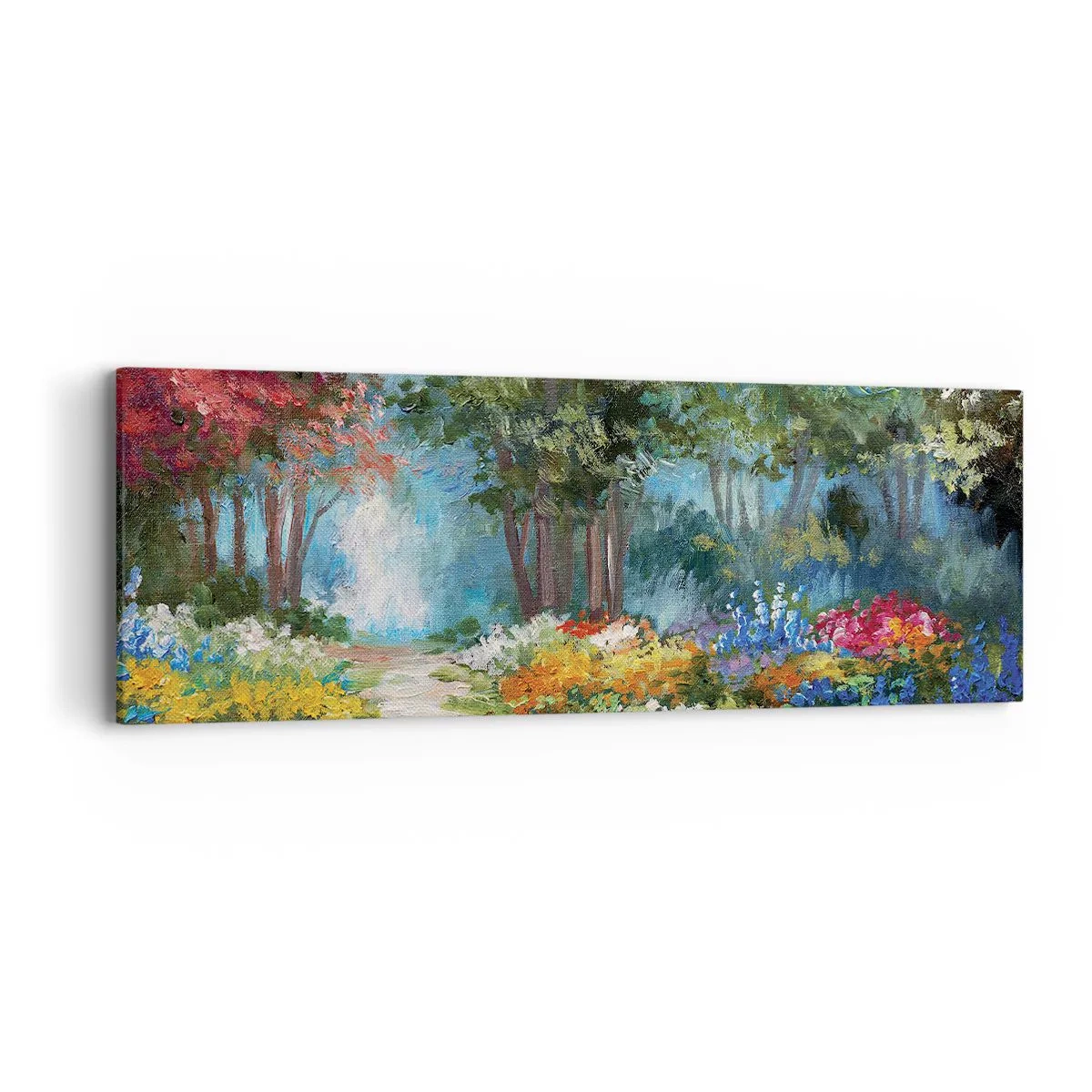 Schilderen op canvas - Bostuin, bloemenbos - 90x30 cm