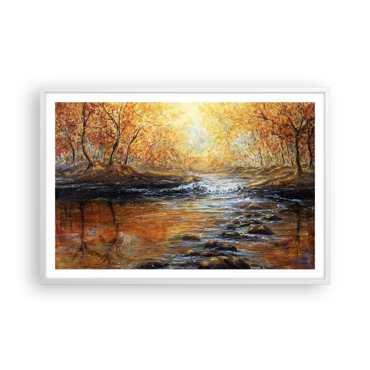 Poster in een witte lijst - De gouden stroom - 91x61 cm