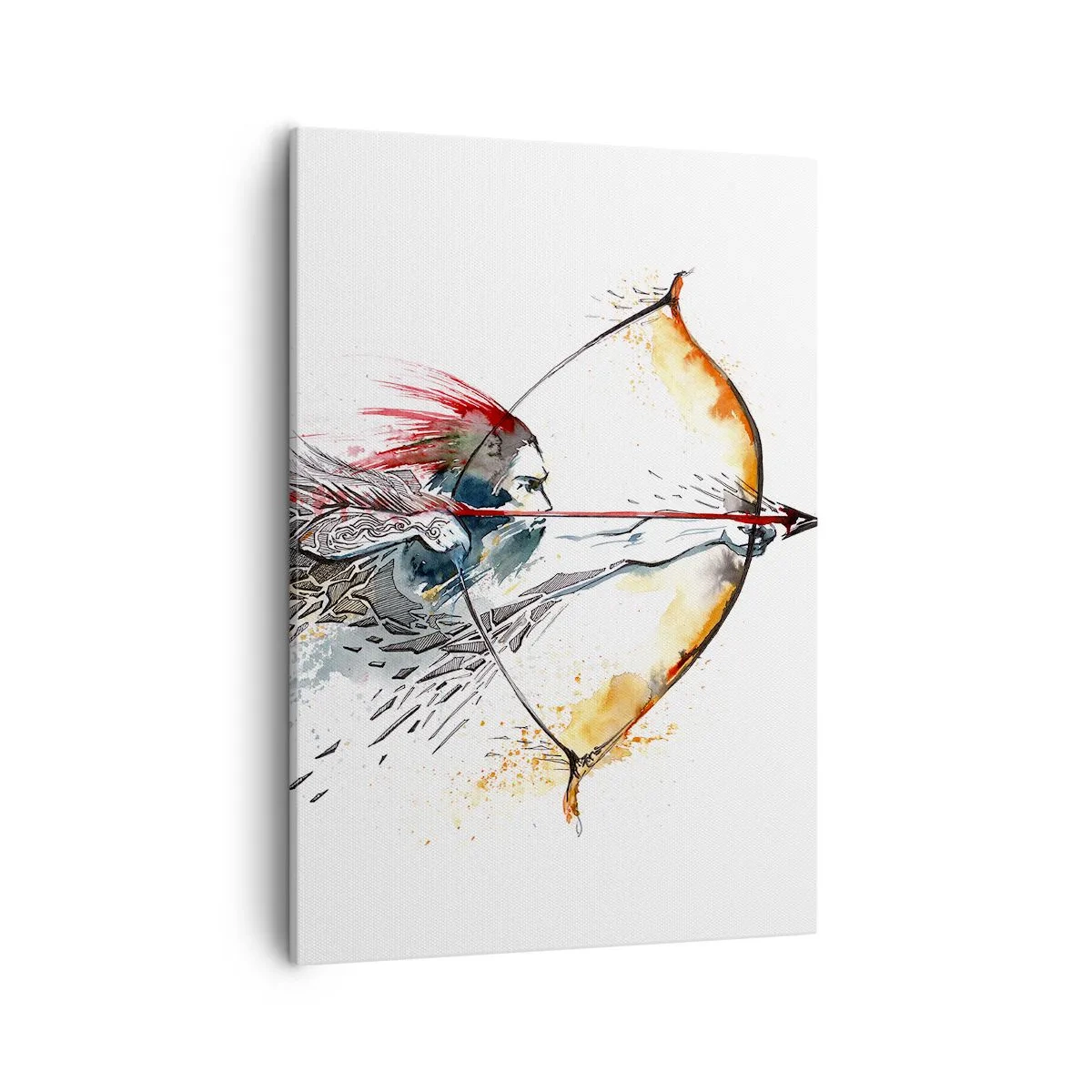 Schilderen op canvas - Mythische krijger met een vurige boog - 50x70 cm