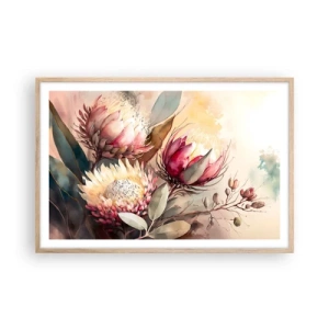 Een poster in een licht eiken lijst - In profiel en en face - 91x61 cm