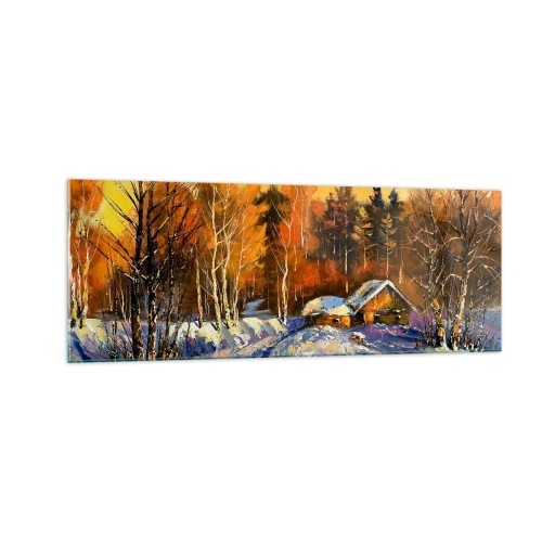 Schilderen op glas - Winter impressie in de zon - 140x50 cm