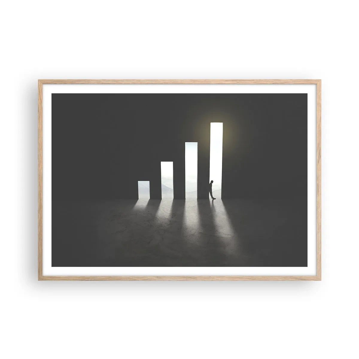Een poster in een licht eiken lijst - Succes - impressie - 100x70 cm