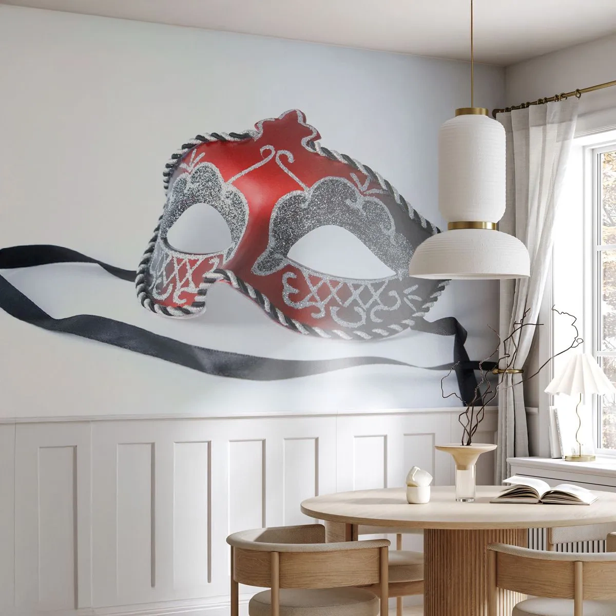 Fotobehang Premium Sand - Uitnodiging voor het bal - Venetiaans masker, Venetië, Carnaval - 400x280 cm