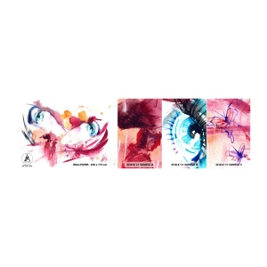 Fotobehang Staaltje Standard Eco - De wereld gedijt in nabijheid - Abstractie, Het gezicht van de vrouw, Vrouwelijke ogen - 100x30 cm