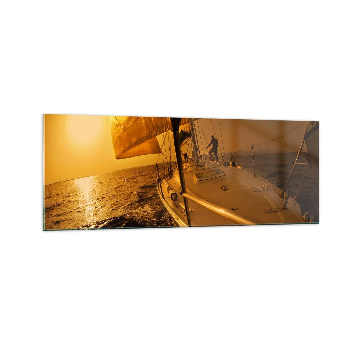 Schilderen op glas - Een gouden avond na een kleurrijke dag - 140x50 cm