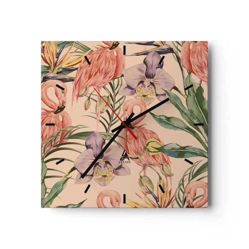 Wandklok - Klok - Roze ballet in bloemen - 40x40 cm