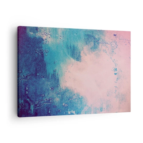 Schilderen op canvas - Abstracte textuur in tinten roze en blauw - 70x50cm - Hemelse omhelzingen - Moderne wanddecoratie voor woonkamer en slaapkamer ARTTOR