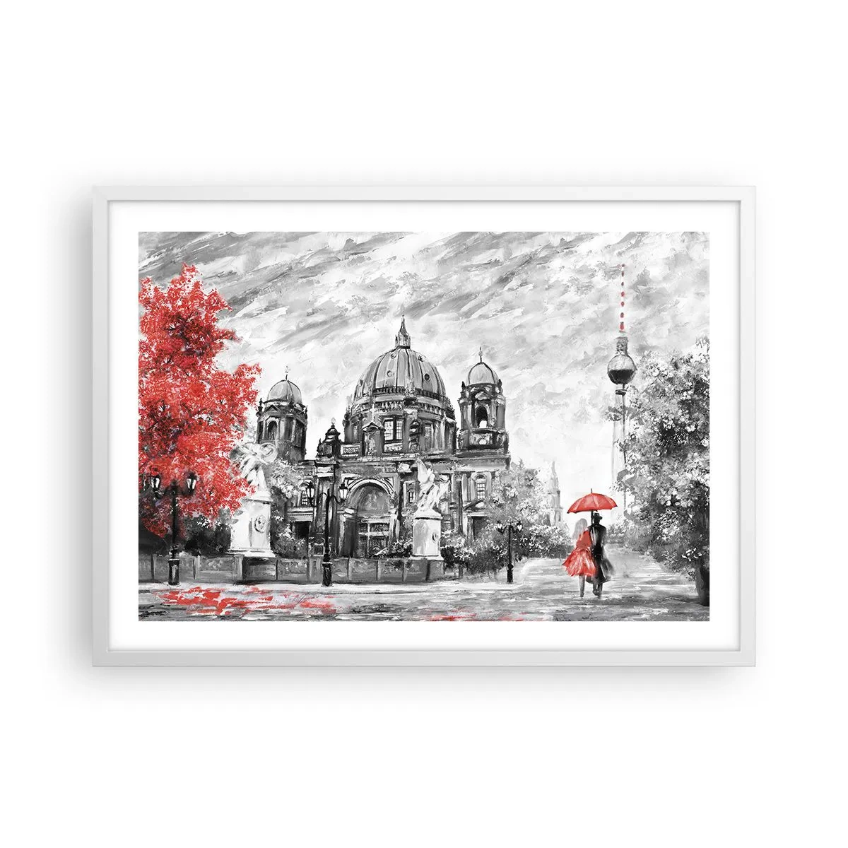 Poster in een witte lijst - Berlijn bijeenkomst - 70x50 cm