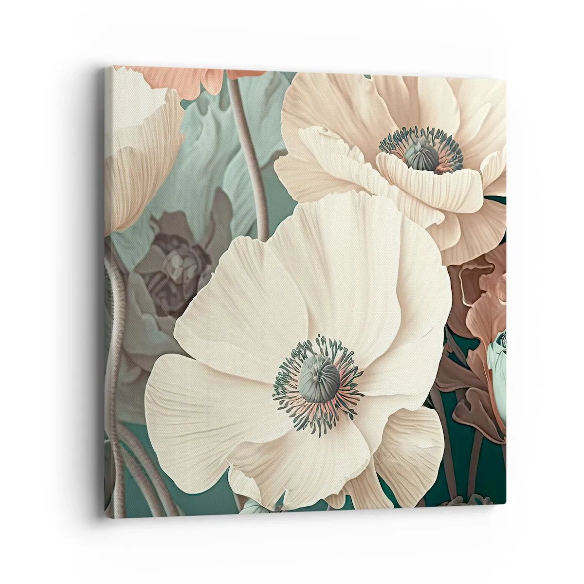 Schilderen op canvas - Het gefluister van klaprozen - 40x40 cm