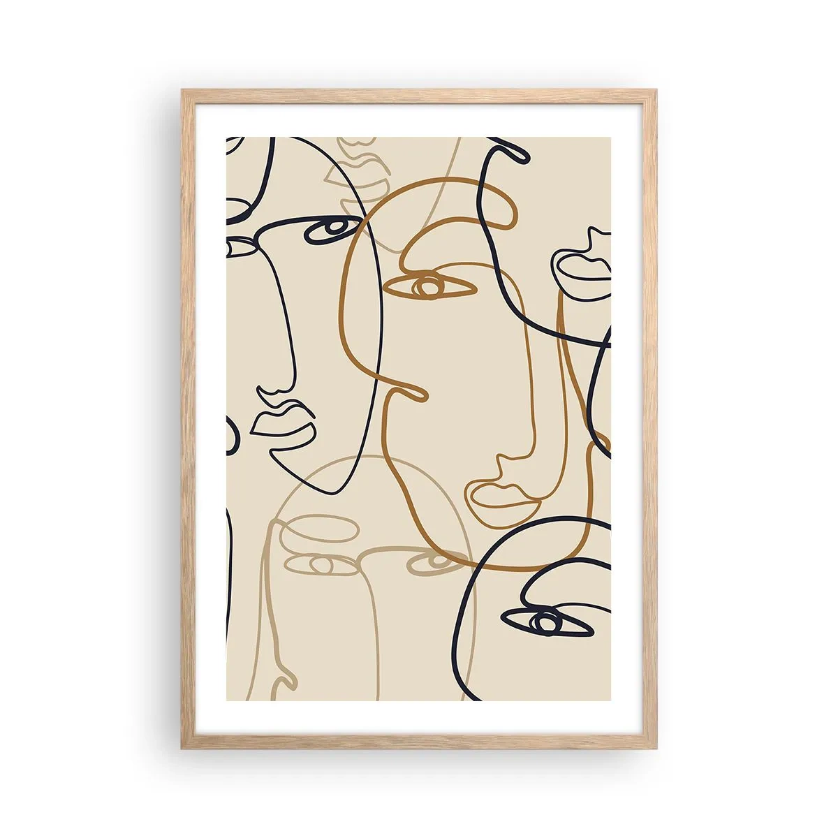 Een poster in een licht eiken lijst - Het portret is vermenigvuldigd - 50x70 cm