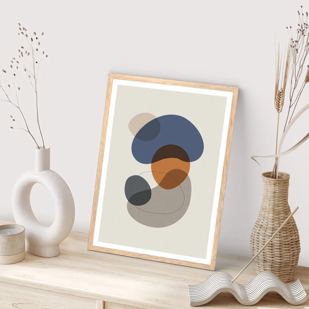 Een poster in een licht eiken lijst - Kleur druppels - 61x91 cm