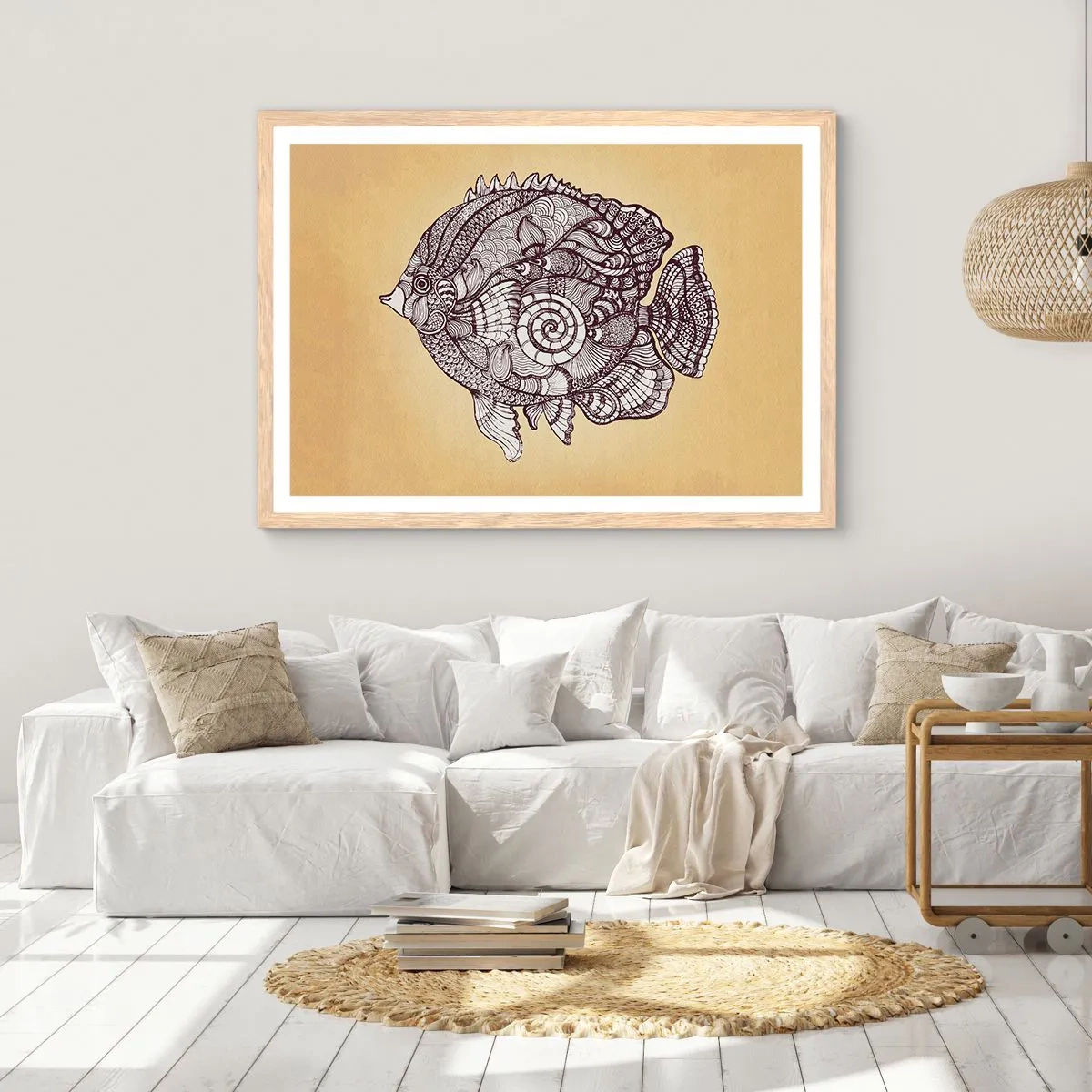 Een poster in een licht eiken lijst - Uit een oceaan van ornamenten - 91x61 cm