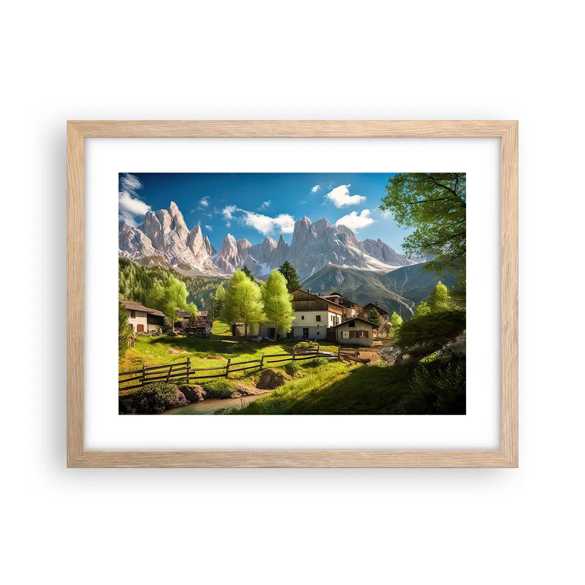 Een poster in een licht eiken lijst - Alpine idylle - 40x30 cm