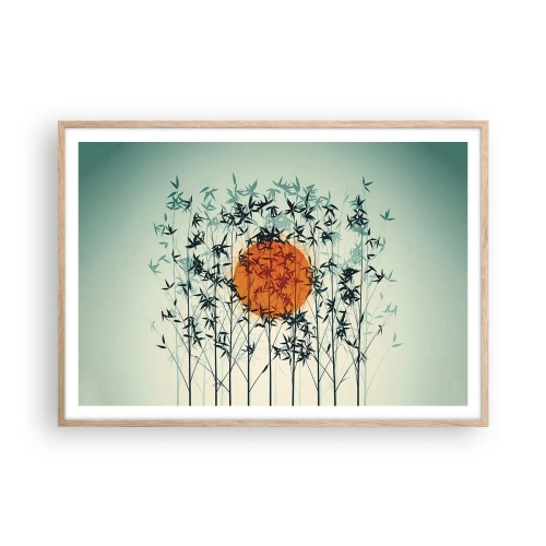 Een poster in een licht eiken lijst - Japanse zon - 100x70 cm