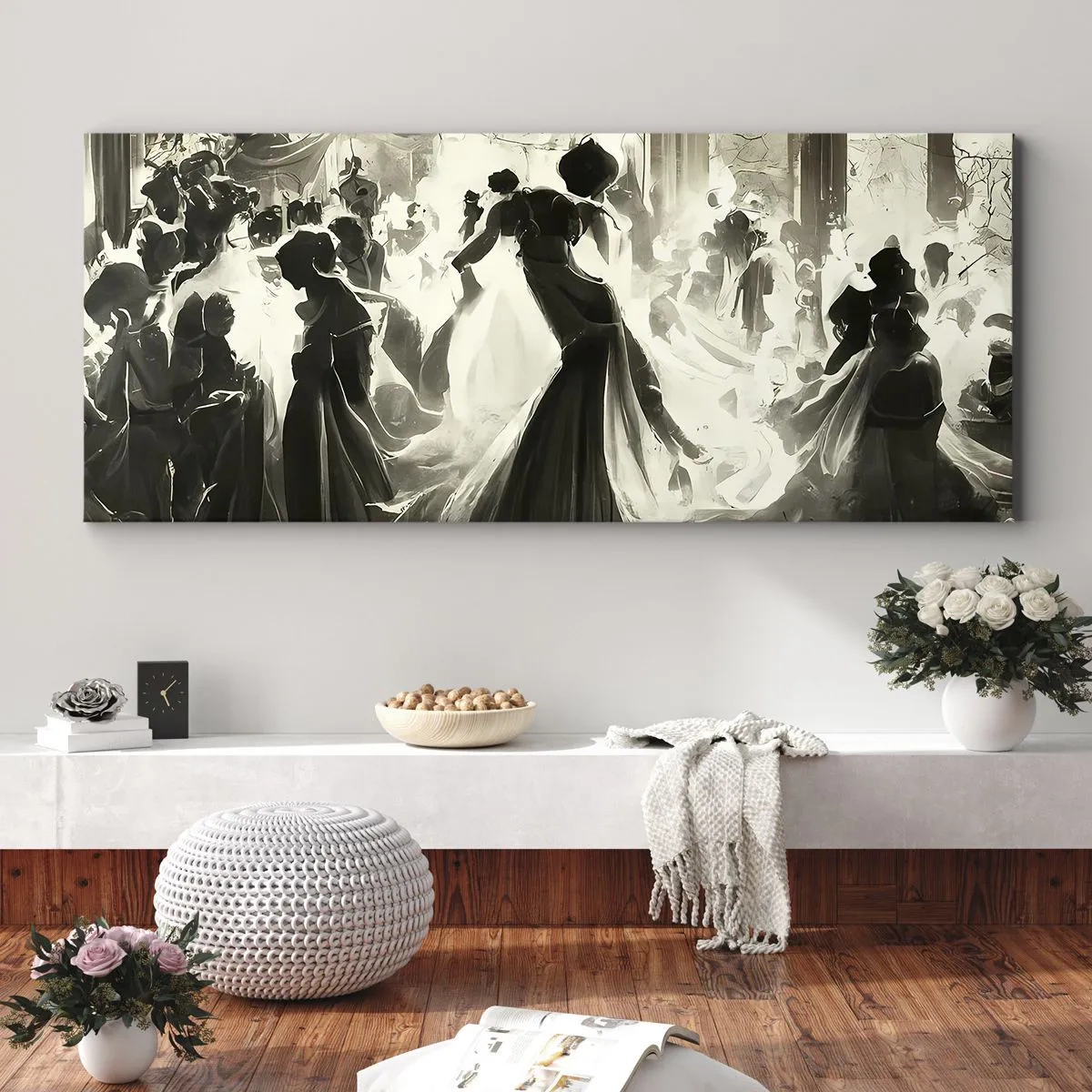 Schilderen op canvas - De grote maskerade - 90x30 cm