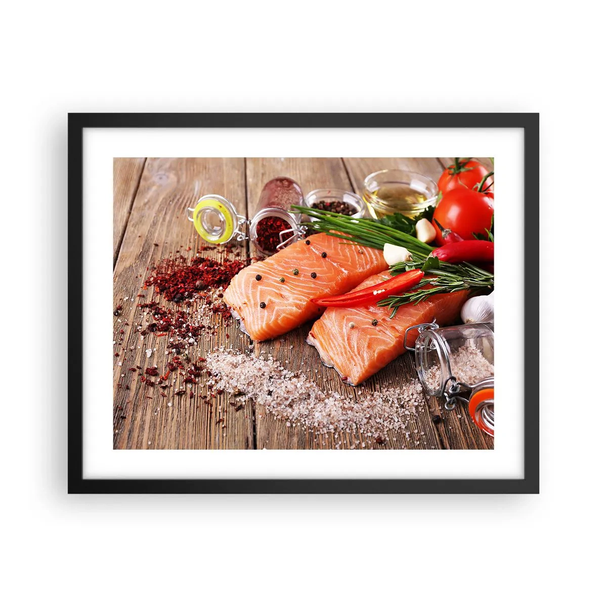 Poster in een zwarte lijst - Noors avontuur in de keuken - 50x40 cm