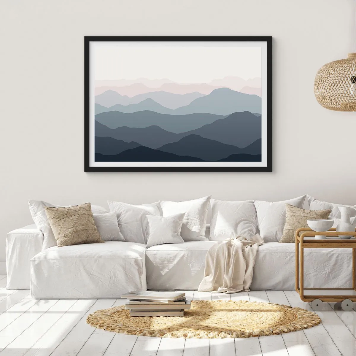 Poster in een zwarte lijst - Golven van de bergen - 50x40 cm