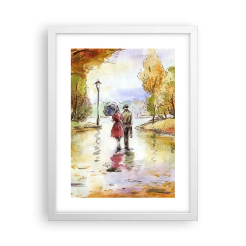 Poster in een witte lijst - Romantische herfst in het park - 30x40 cm