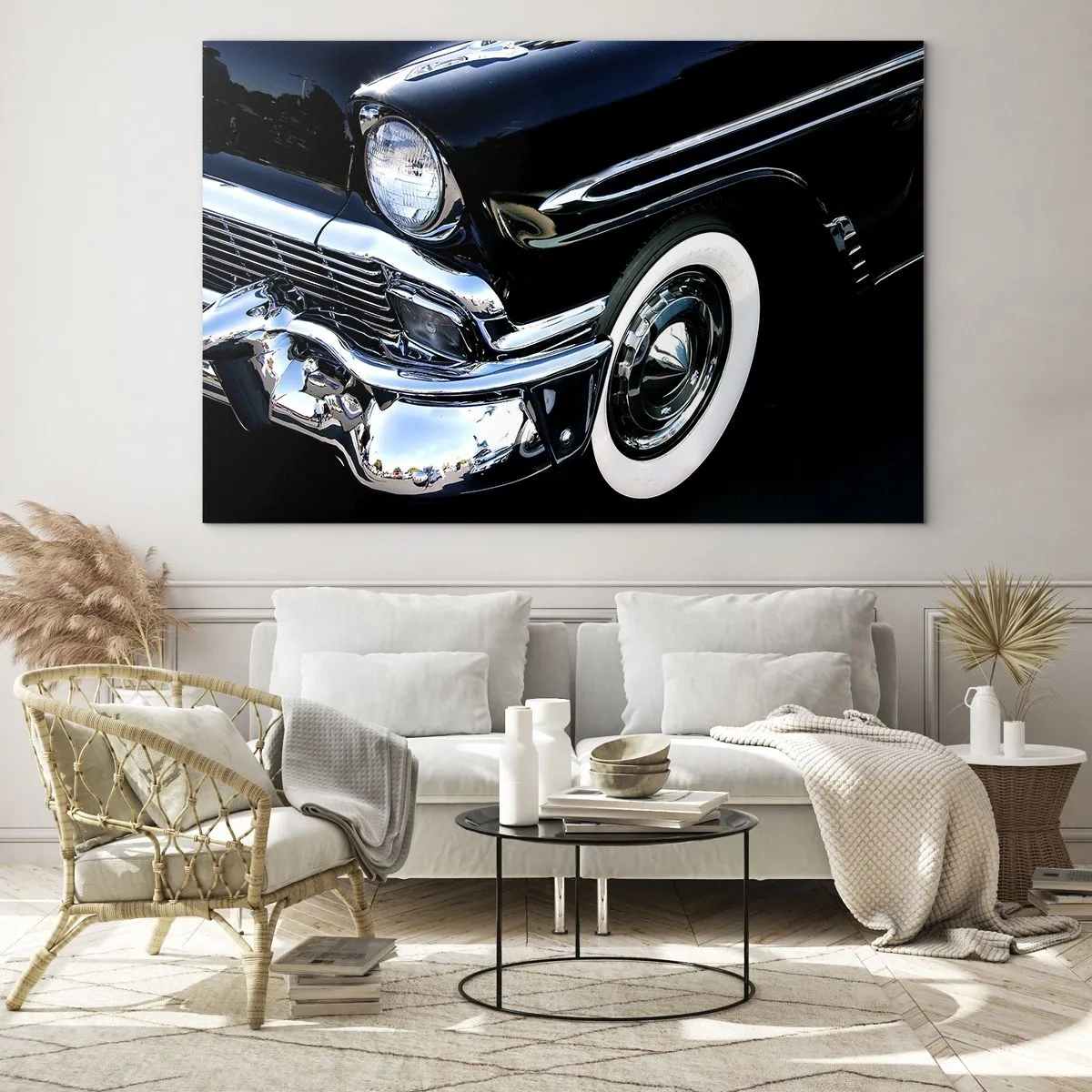 Schilderen op glas - Klassiek in zilver, zwart en wit - 120x80 cm