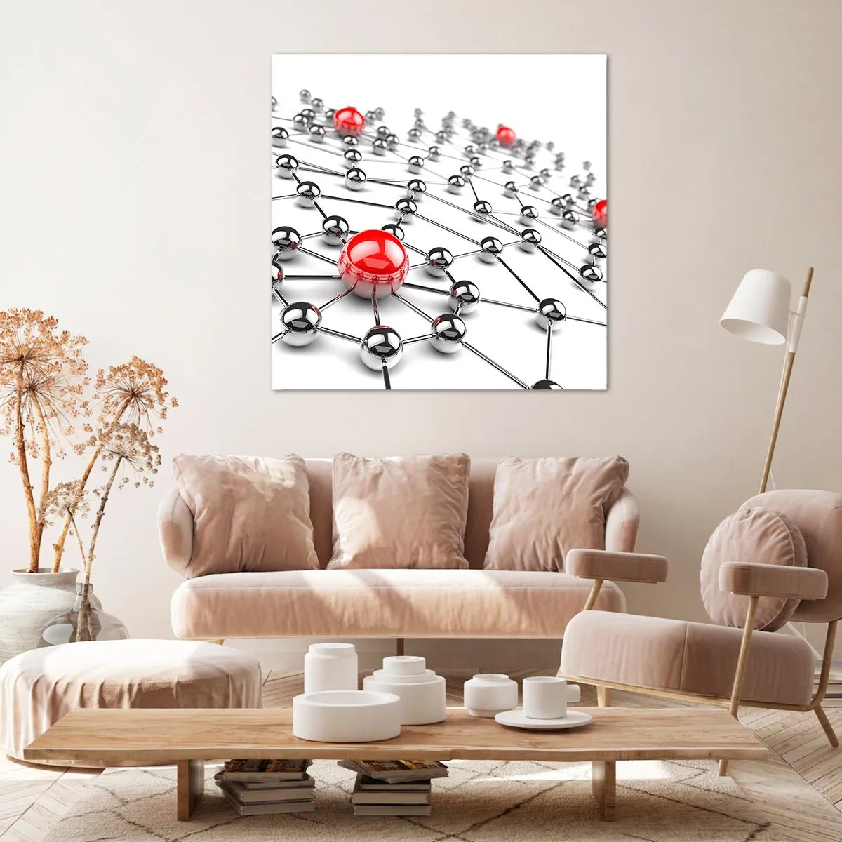 Schilderen op canvas - Zilverachtig web - 30x30 cm