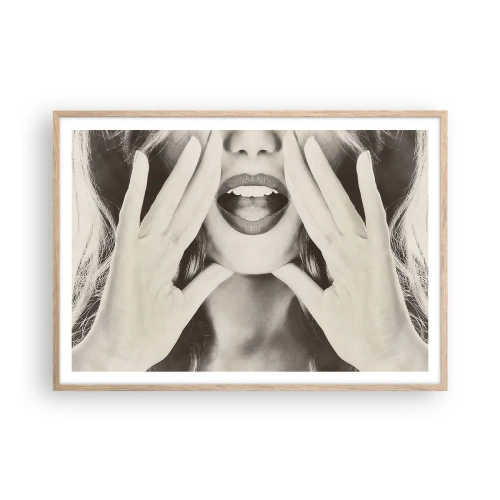 Een poster in een licht eiken lijst - Ik kom al! - 100x70 cm