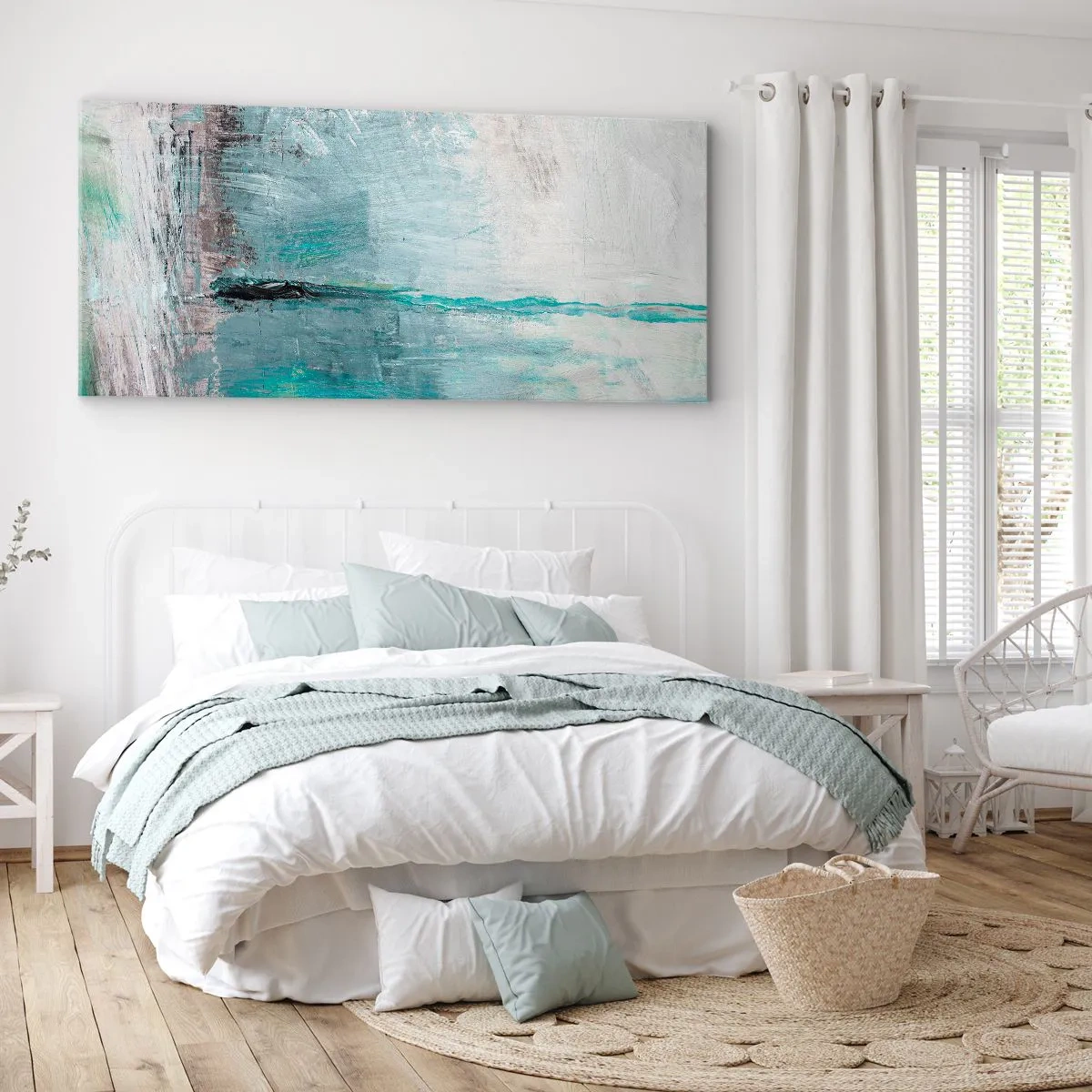 Schilderen op canvas - Horizontaal in blauw - 160x50 cm
