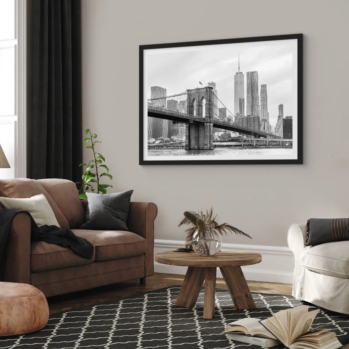 Poster in een zwarte lijst - New Yorkse sfeer - 100x70 cm