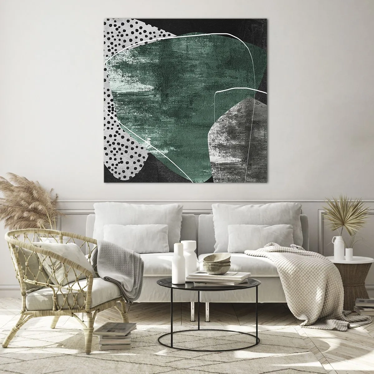 Schilderen op glas - Kleurrijke abstractie met bladgoud - 50x50 cm