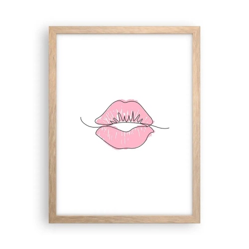 Een poster in een licht eiken lijst - Klaar om te kussen? - 30x40 cm