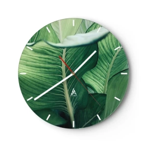Wandklok - Klok - Intens groen leven - 40x40 cm