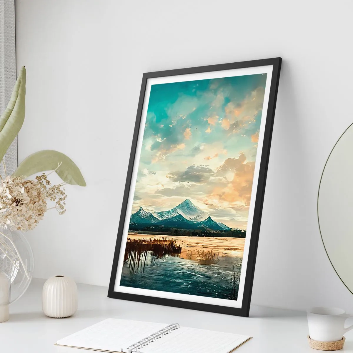 Poster in een zwarte lijst - Onder bescherming van de hemel - 40x50 cm