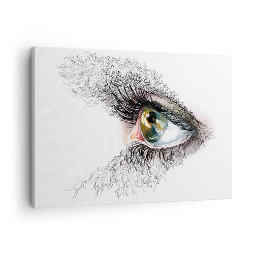 Schilderen op canvas - Een artistiek oog met een geelgroene iris en ingewikkelde details. - 70x50cm - Kijk recht in de ziel - Moderne wanddecoratie voor woonkamer en slaapkamer ARTTOR