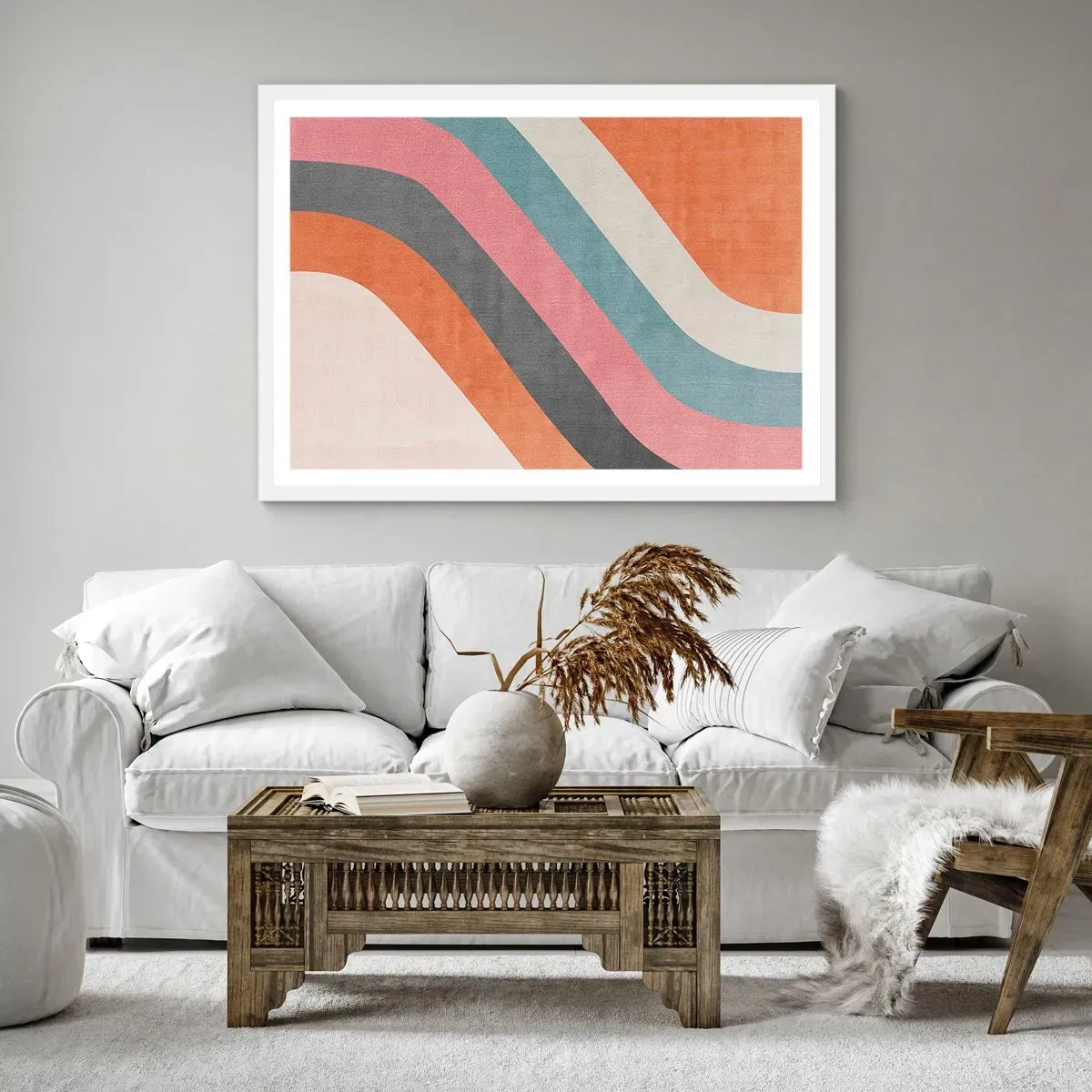 Poster in een witte lijst - Diagonale compositie – beweging - 91x61 cm