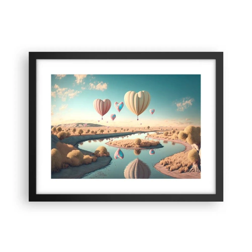 Poster in een zwarte lijst - Liefde laat je vliegen - 40x30 cm