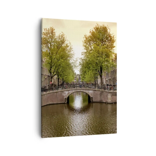 Schilderen op canvas - Met de boot of met de fiets? - 50x70 cm