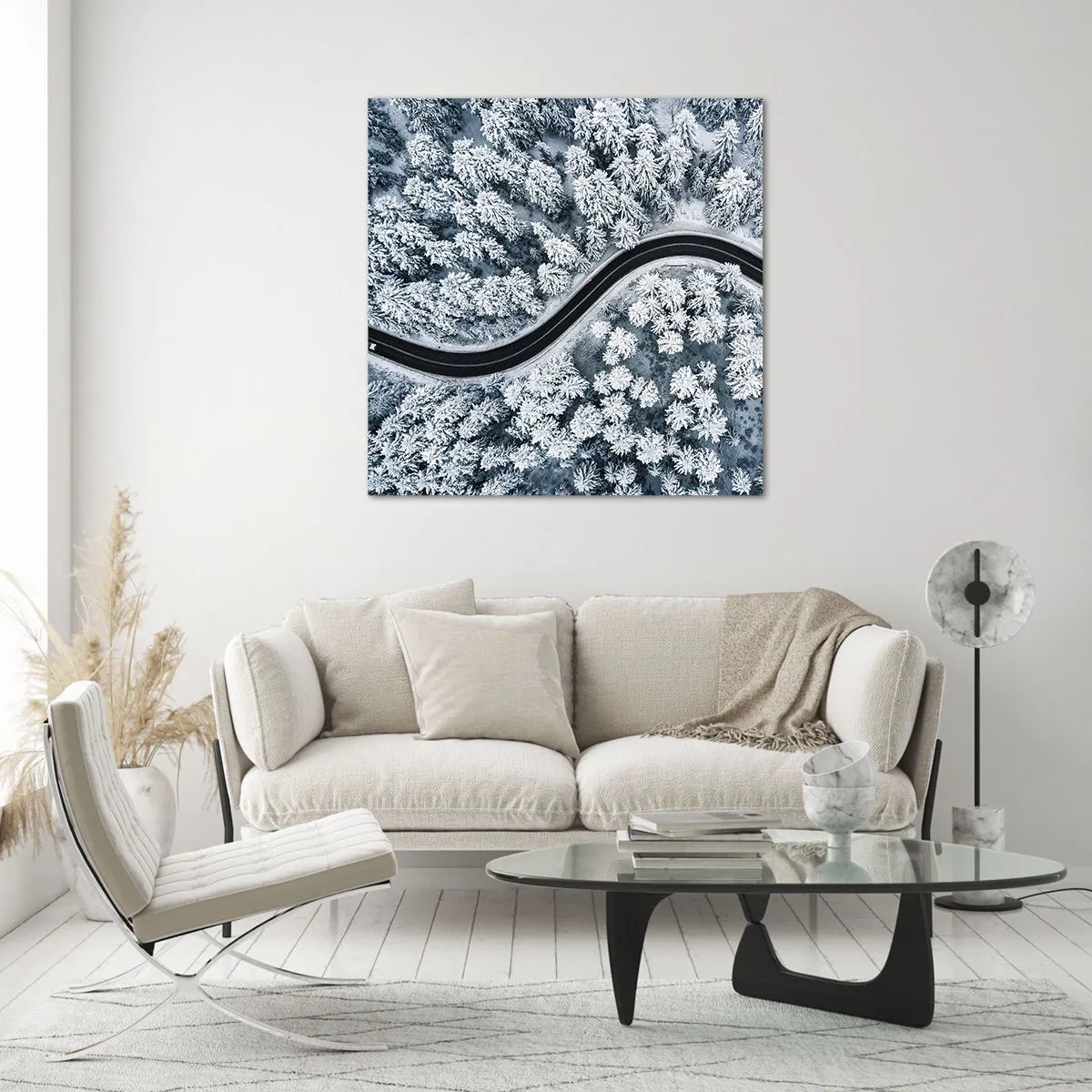 Schilderen op glas - Door het winterbos - 50x50 cm