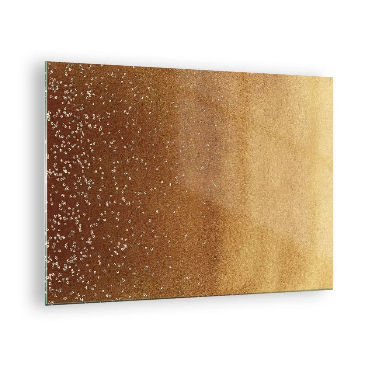 Schilderen op glas - Goudkleurig abstract patroon met fijne reflecties - 70x50cm - De geboorte van het licht - Moderne wanddecoratie voor woonkamer en slaapkamer ARTTOR