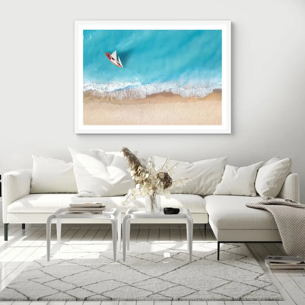 Poster in een witte lijst - Op de grens van blauw en goud - 50x40 cm