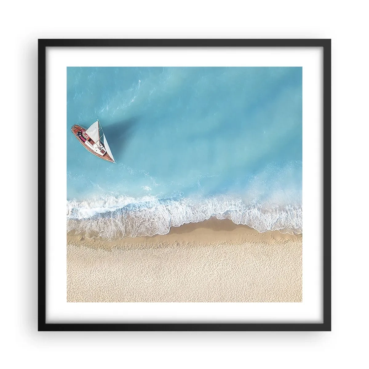 Poster in een zwarte lijst - Op de grens van blauw en goud - 50x50 cm